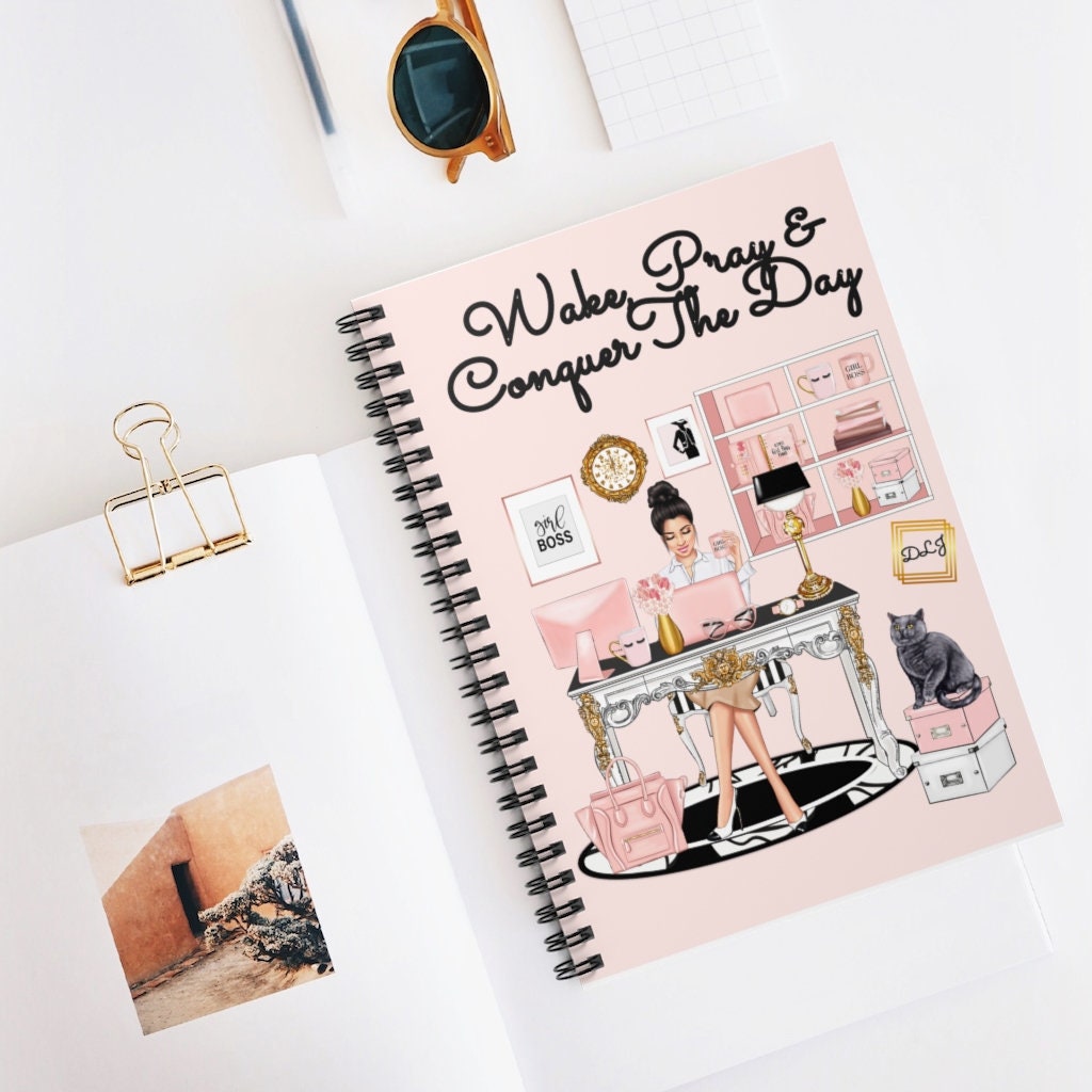 Girl Boss Spiral Journal | Wake, Pray, Conquer, 118 Page Notebook