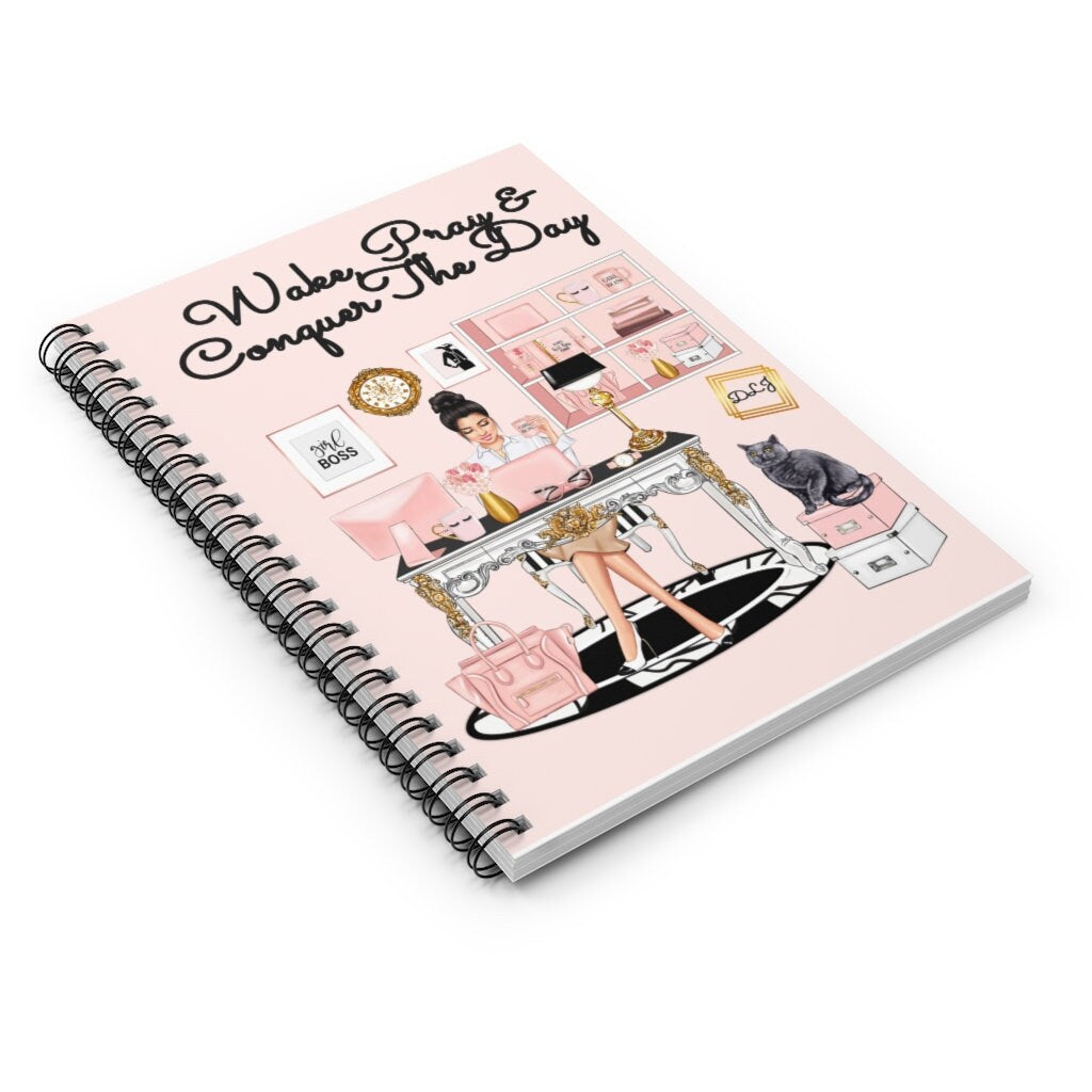 Girl Boss Spiral Journal | Wake, Pray, Conquer, 118 Page Notebook