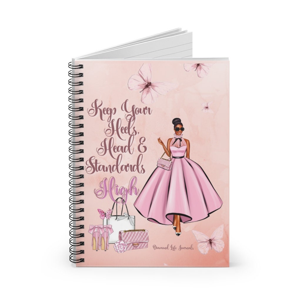 Keep Your Heels, Head and Standards High Journal, Jack and Jill Mom, Black Girl Stationery, Luxury, Afrocentric Spiral Notebook
