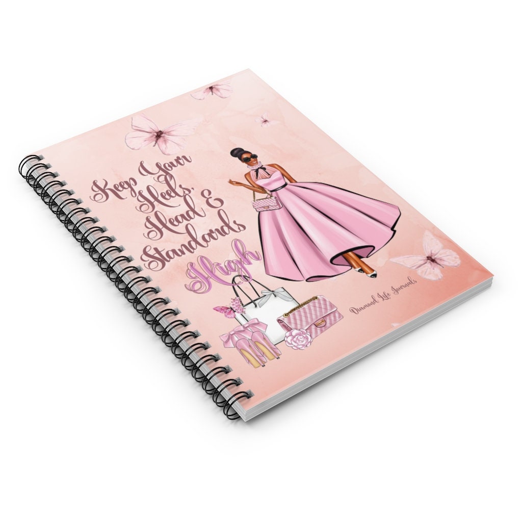 Keep Your Heels, Head and Standards High Journal, Jack and Jill Mom, Black Girl Stationery, Luxury, Afrocentric Spiral Notebook