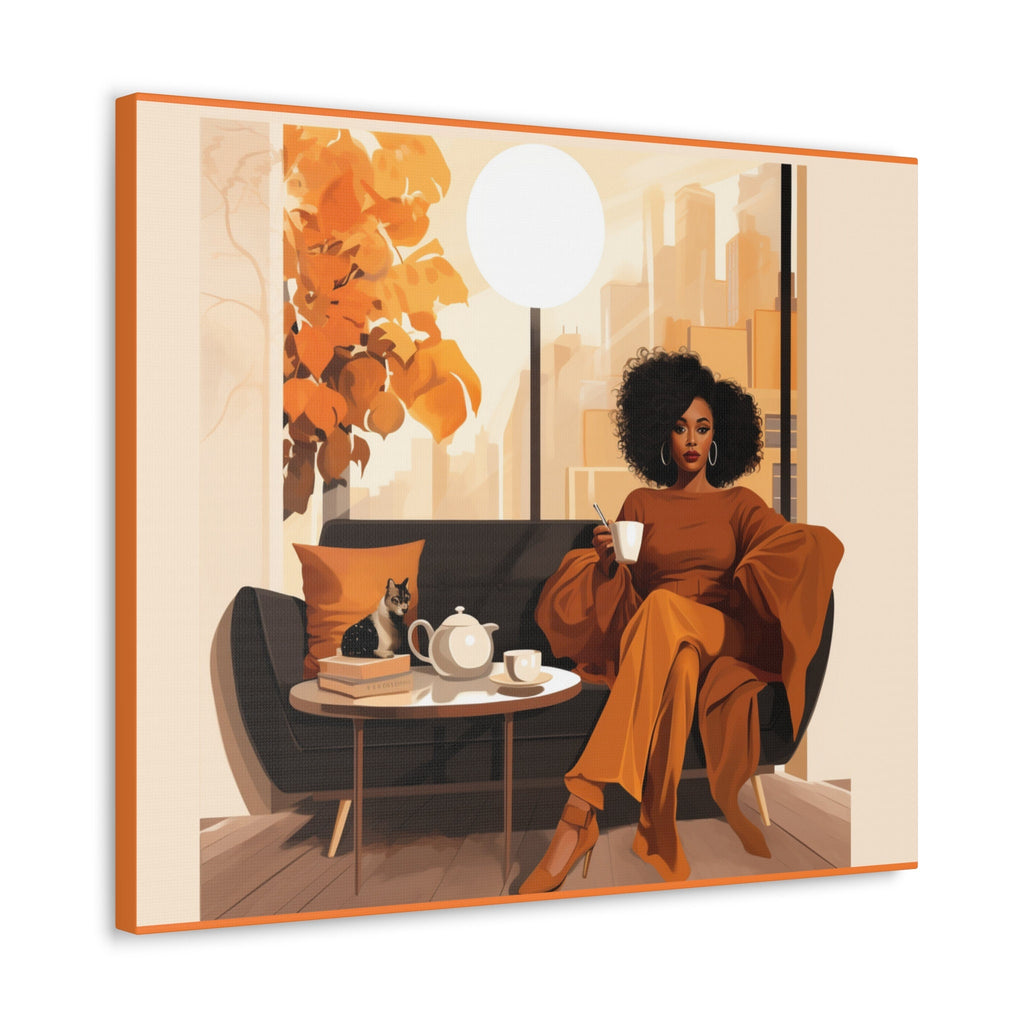 Afrocentric Wall Art Decor, Black Woman Wall Art, BLM Wall Art, Afro American Art, Coffee Lovers Scene