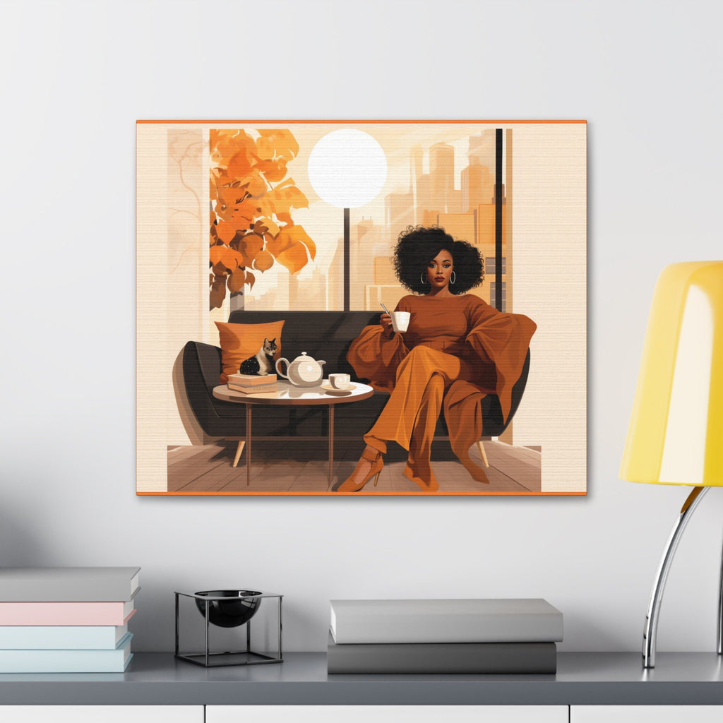 Afrocentric Wall Art Decor, Black Woman Wall Art, BLM Wall Art, Afro American Art, Coffee Lovers Scene