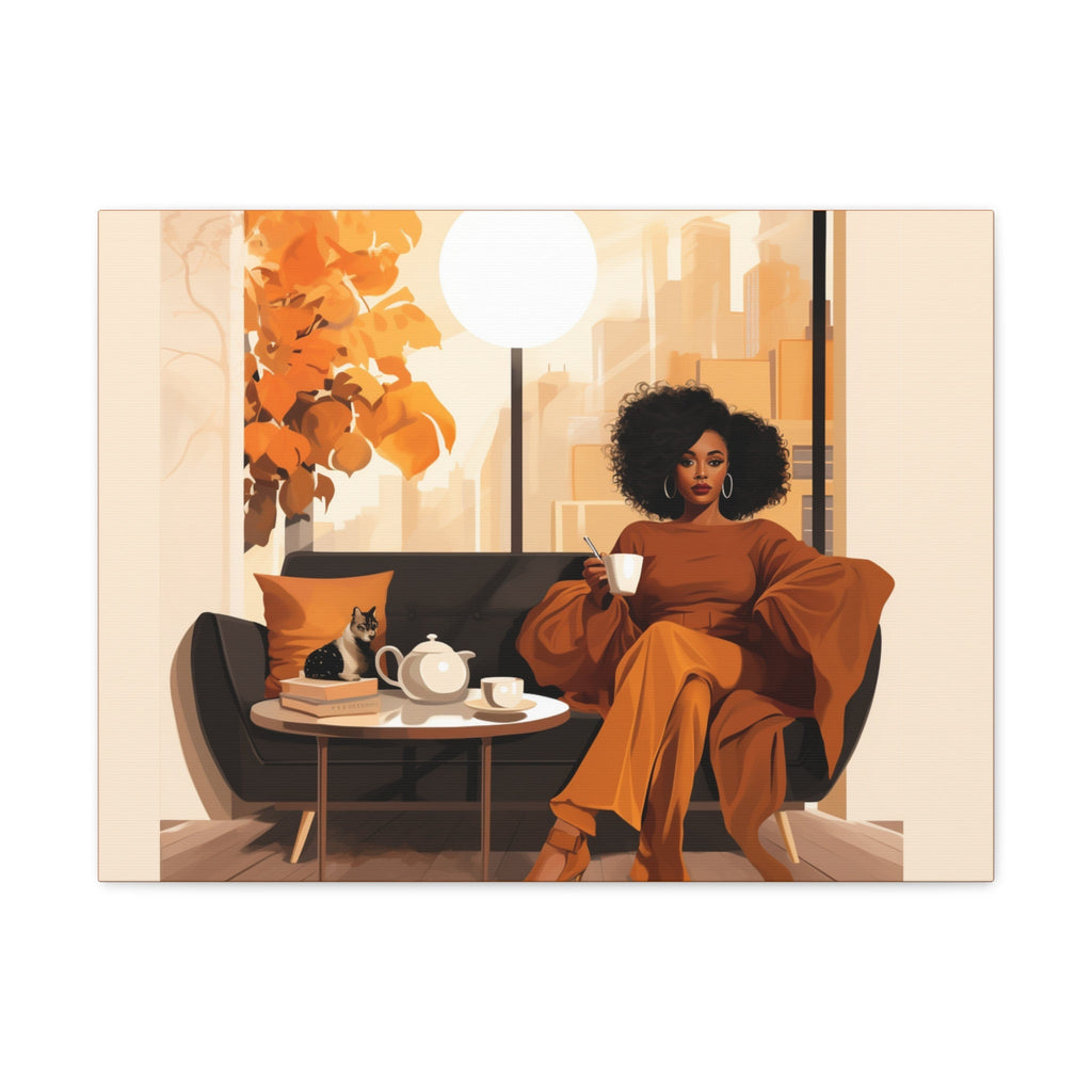 Afrocentric Wall Art Decor, Black Woman Wall Art, BLM Wall Art, Afro American Art, Coffee Lovers Scene