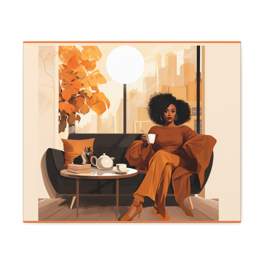 Afrocentric Wall Art Decor, Black Woman Wall Art, BLM Wall Art, Afro American Art, Coffee Lovers Scene