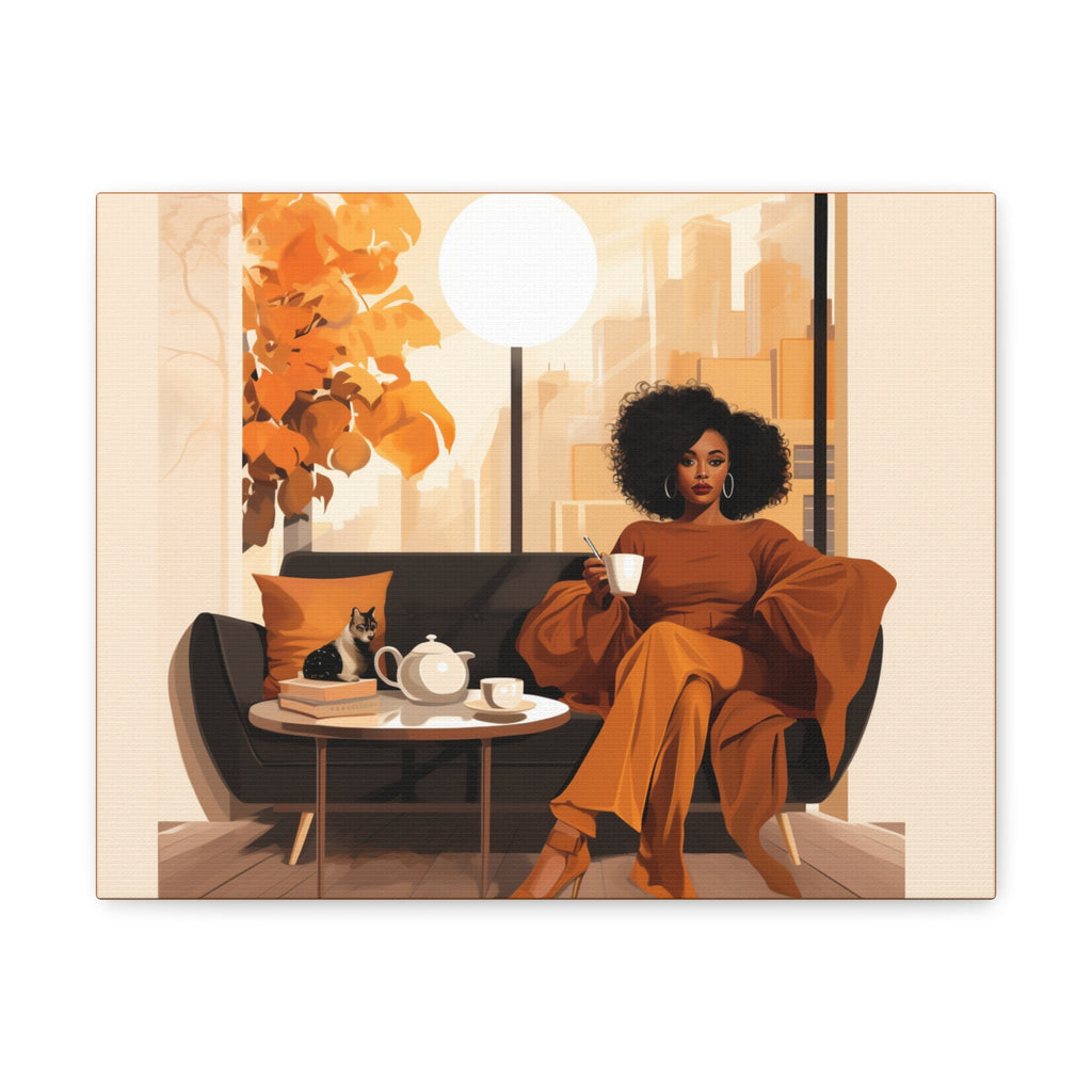 Afrocentric Wall Art Decor, Black Woman Wall Art, BLM Wall Art, Afro American Art, Coffee Lovers Scene