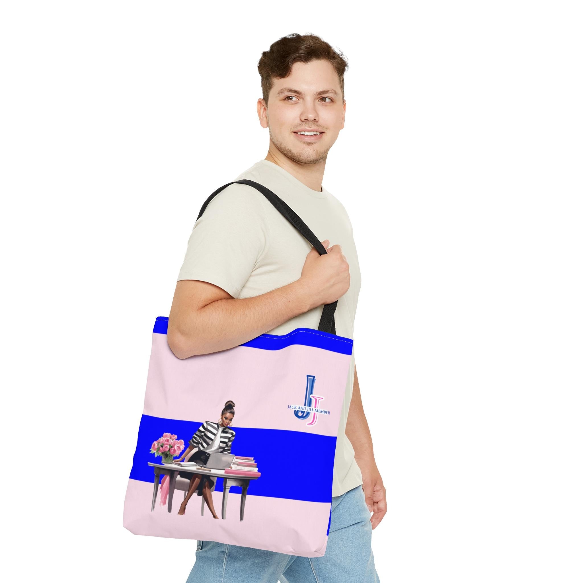 Jack and Jill Mom Tote, Melanin Tote, Pink and Blue Tote Bag, 1938 Travel Tote, Mother's Day Tote