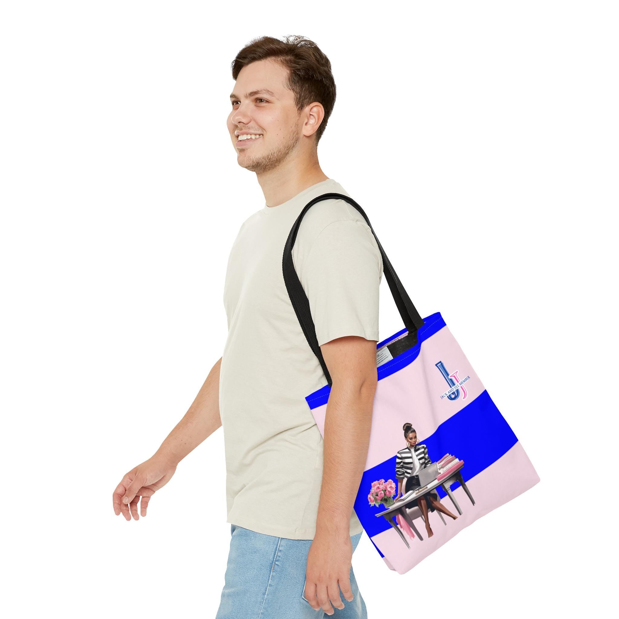 Jack and Jill Mom Tote, Melanin Tote, Pink and Blue Tote Bag, 1938 Travel Tote, Mother's Day Tote