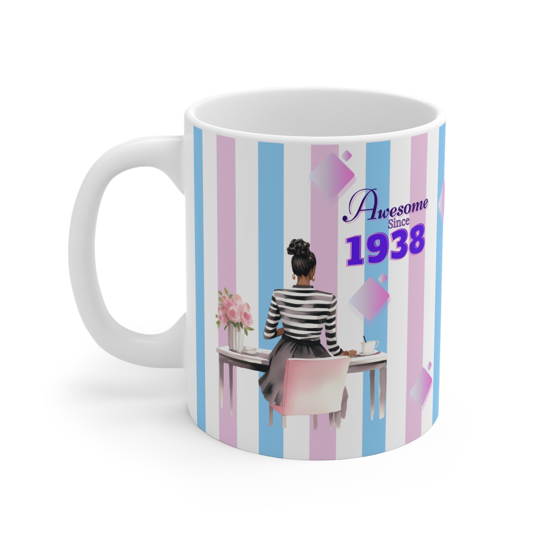 Jack and Jill Mug, Pink and Blue Coffee Cup, Awesome Since 1938, Welcome Gift, Tea Mug 11oz, Funny Quote Mug, Birthday Present
