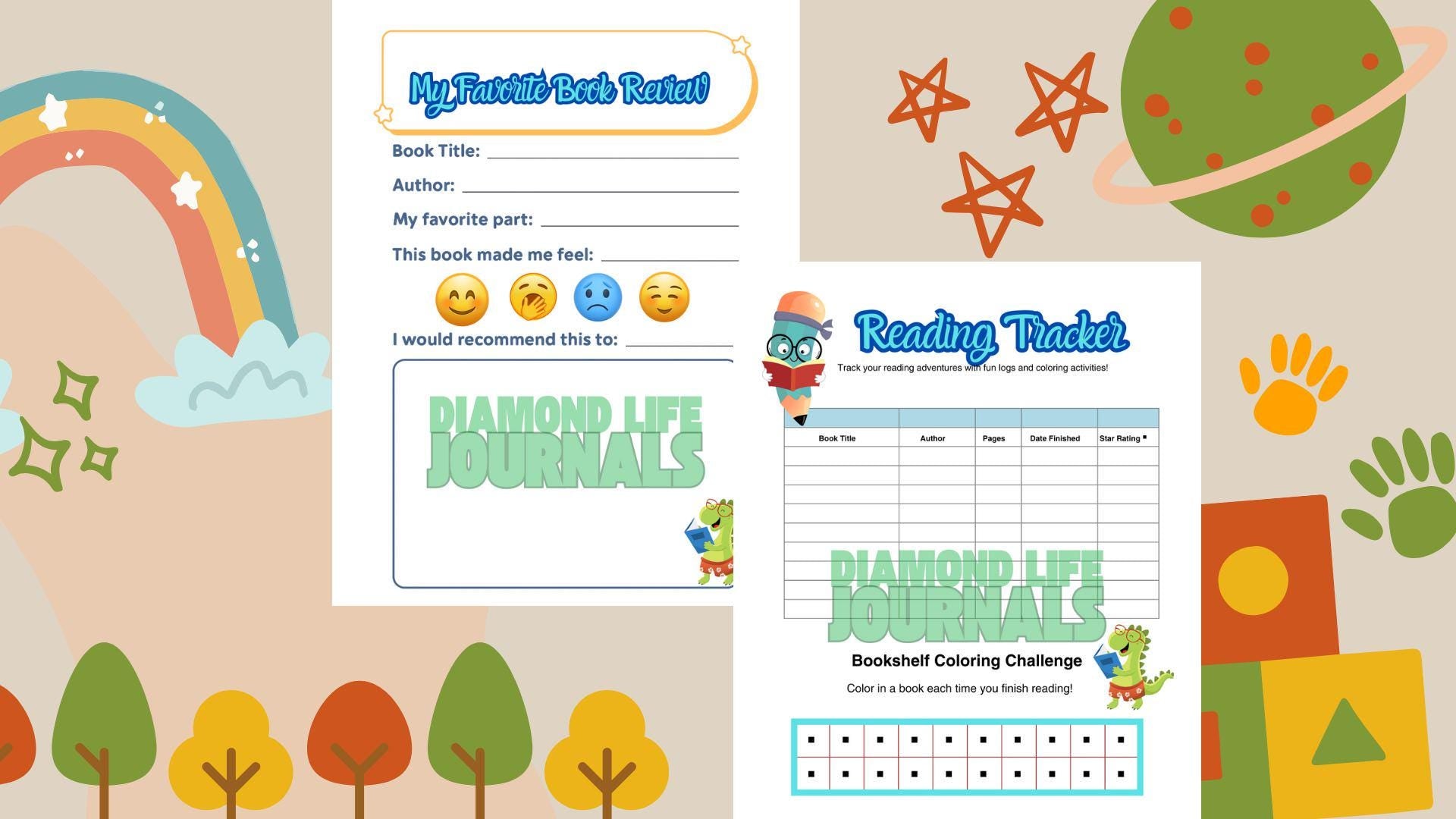 Track, Read, Review, Repeat, Children's Reading Tracker, Homeschool Reading Tracker, Favorite Book Review Page, Reading Challenge Journal