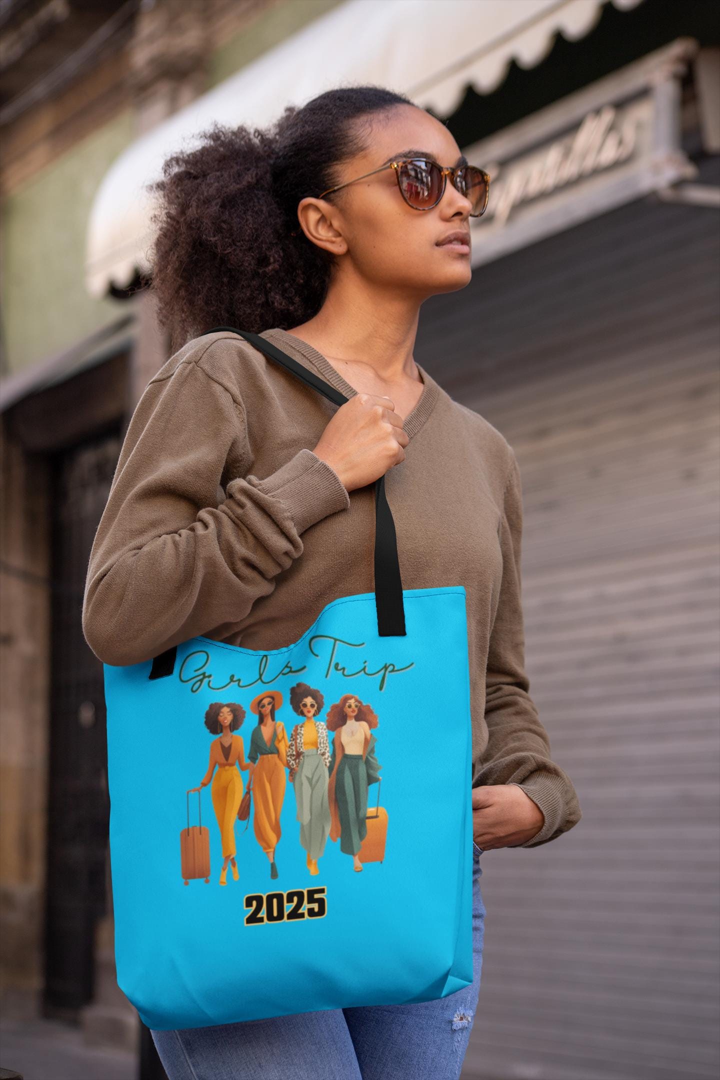 Afrocentric Tote Bag - Mocha Mom Bag, Naturalista Bag, Just Us Book Club Shoulder Bag, Cultural Handbag, Black Woman Gift